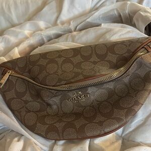 Coach Tan and Brown Signature Belt Bag